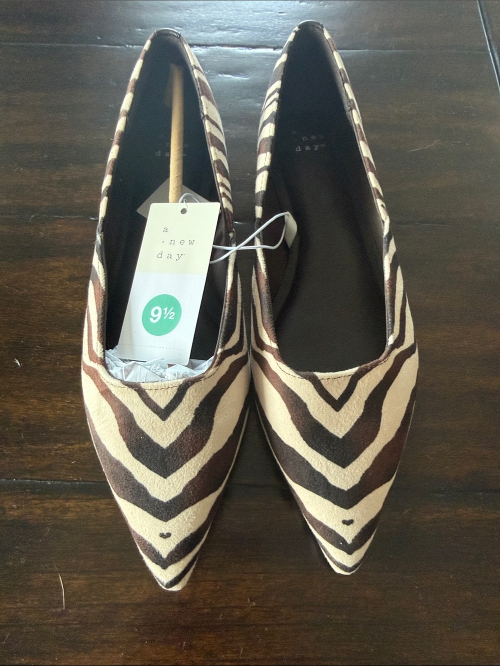 a new day Brown & Cream Zebra-Print Pointed Toe Flats
